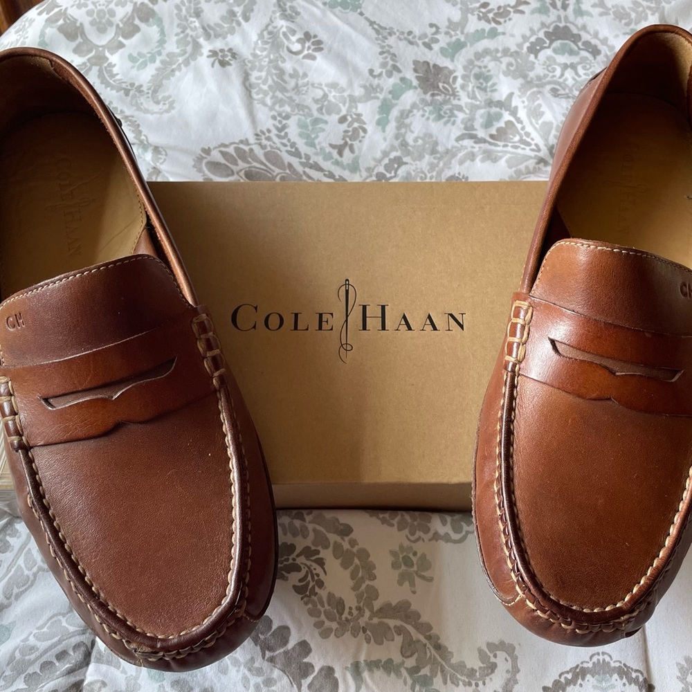 Cole Haan Men's Brown Leather Loafers Slip-Ons-Size 10
